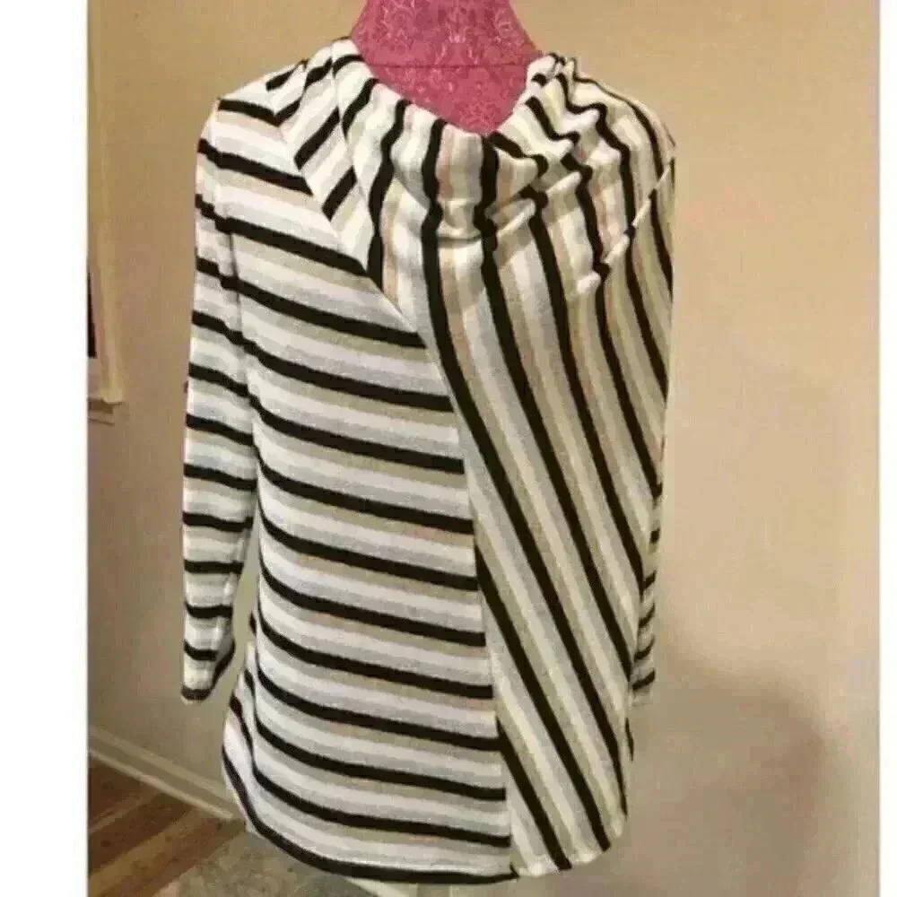 Ellen Tracy Sweater size large Striped Cowl Neck